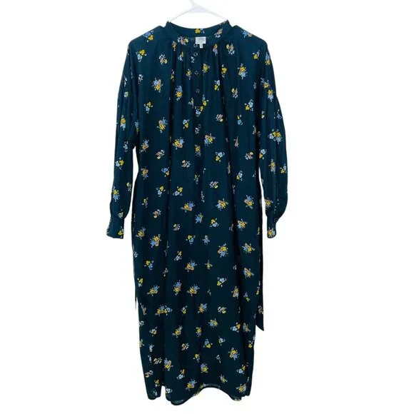 Baum Und Pferdgarten Maxi Dress Size 34 XS Black Floral Long Sleeve Side Pockets - Picture 8 of 9